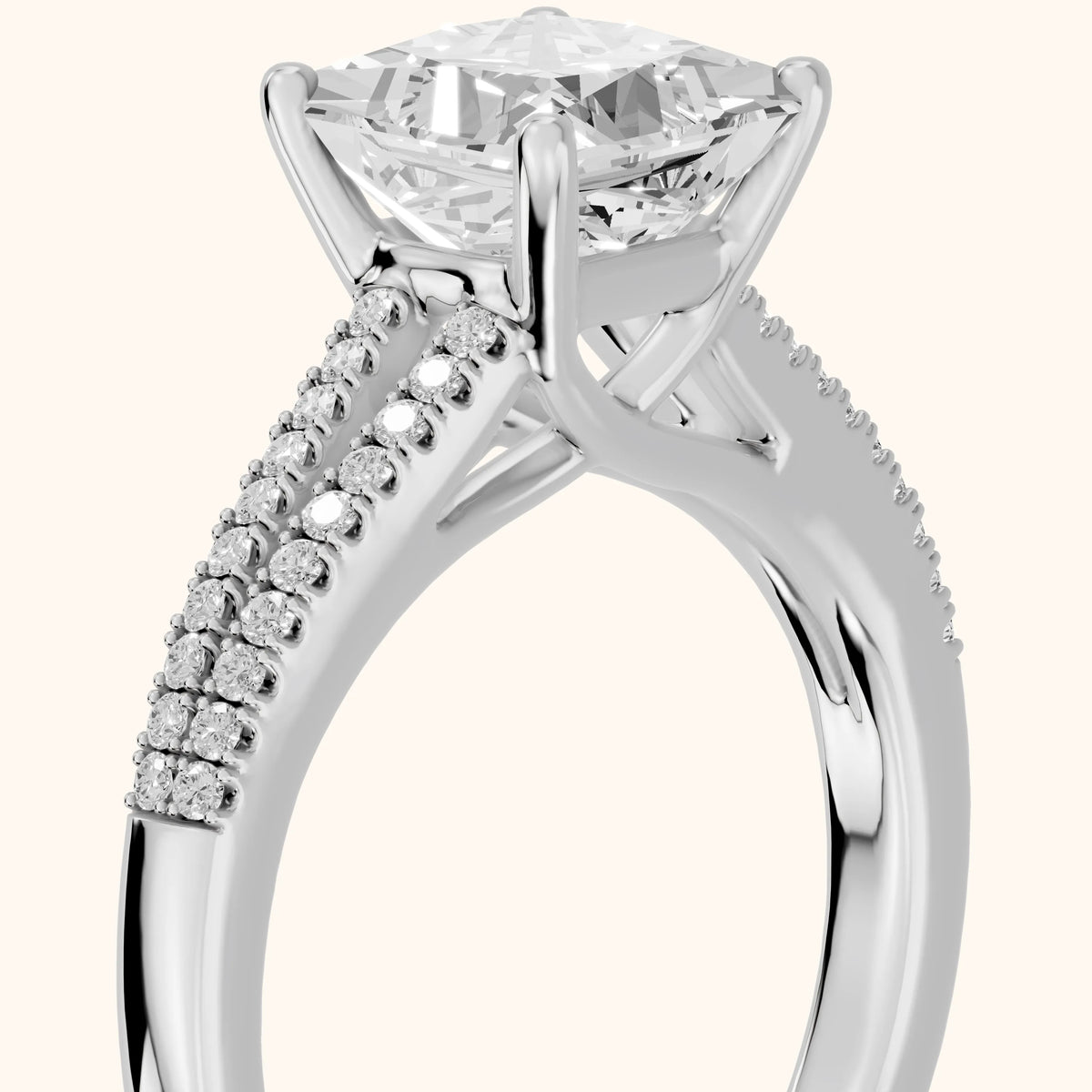 Mollie Split Shank Pavé Princess Diamond Engagement Ring in White Gold - slant-view.webp