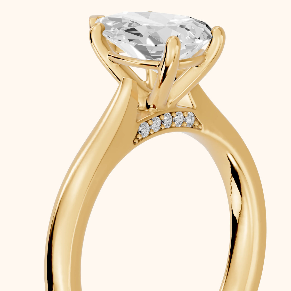 Sofia Cathedral Pear Diamond Engagement Ring in Yellow Gold - slant-view.webp