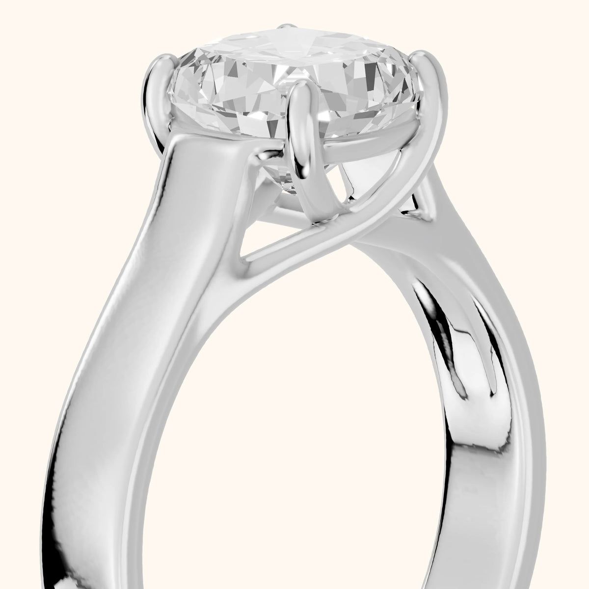 Bristol Trellis Solitaire Cushion Diamond Engagement Ring in Silver - slant-view.webp