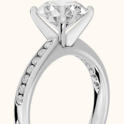 Corona Channel Set Round Diamond Engagement Ring in Silver - slant-view.webp