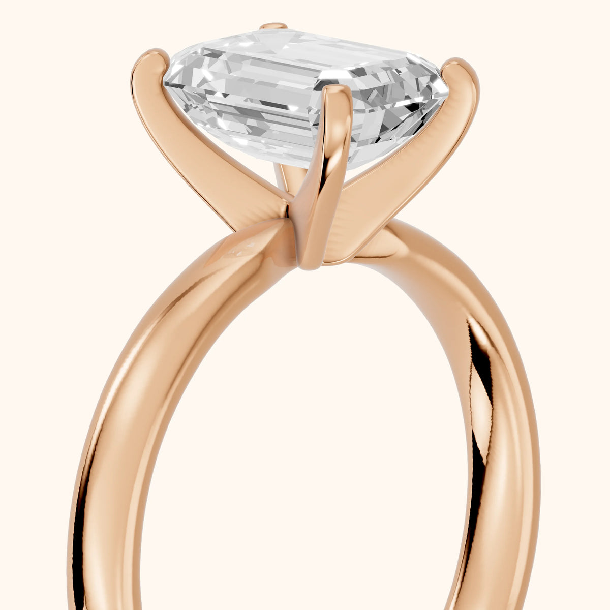 Elspeth Solitaire Emerald Diamond Engagement Ring in Rose Gold - slant-view.webp
