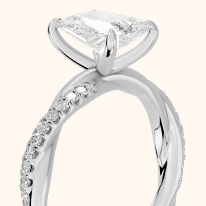 Allie Twist Pavé Radiant Diamond Engagement Ring in Silver - slant-view.webp