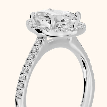 Jenna Halo Pavé Pear Diamond Engagement Ring in Silver - slant-view.webp