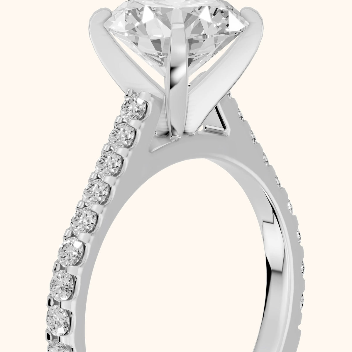 Elsa Cathedral Pavé Round Diamond Engagement Ring in Silver - slant-view.webp