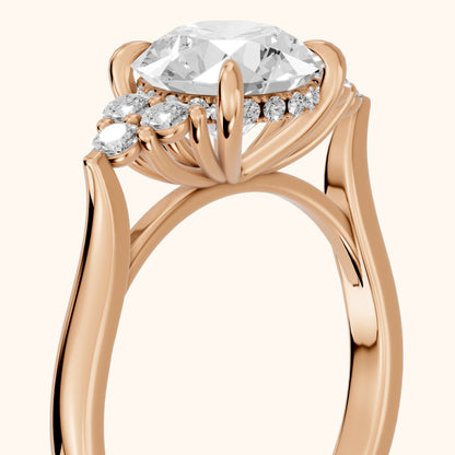 Anya Sidestone Cluster Round Diamond Ring in Rose Gold - slant-view.webp