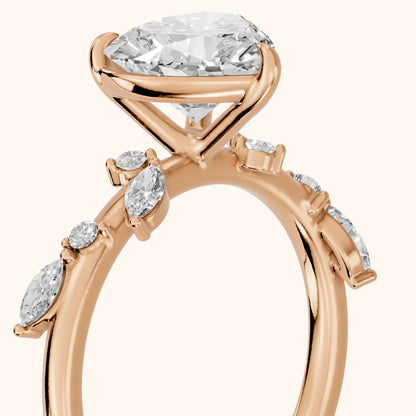 Vivian Leaf Heart Diamond Engagement Ring in Rose Gold - slant-view.webp