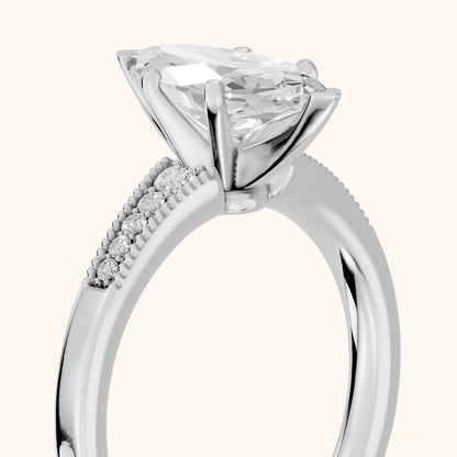 Fenella Milgrain Pavé Marquise Diamond Engagement Ring in Silver - slant-view.webp