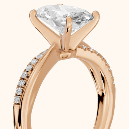 Alida Split Shank Pavé Oval Diamond Engagement Ring in Rose Gold - slant-view.webp
