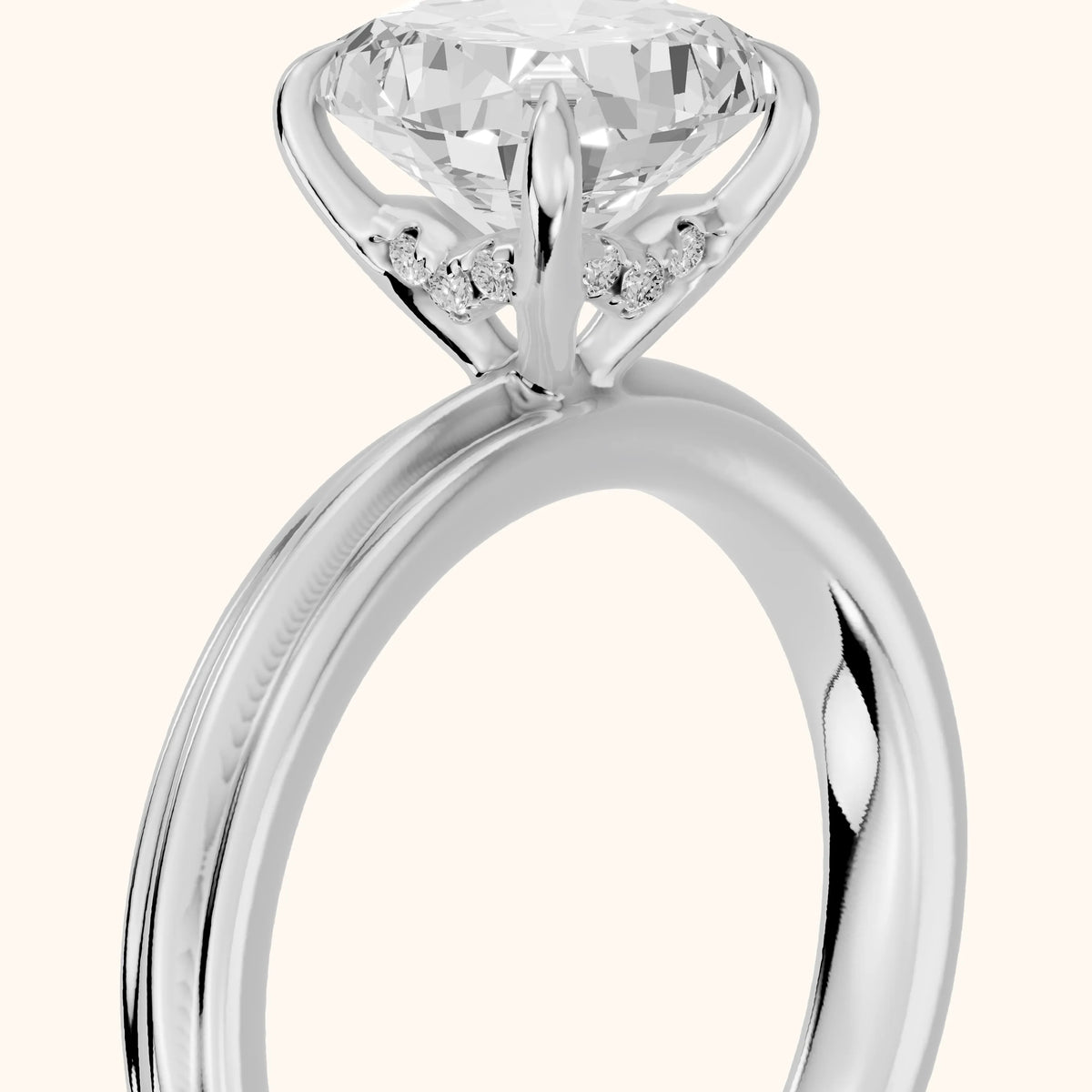 Seraphine Hidden Halo Cushion Diamond Engagement Ring in Silver - slant-view.webp