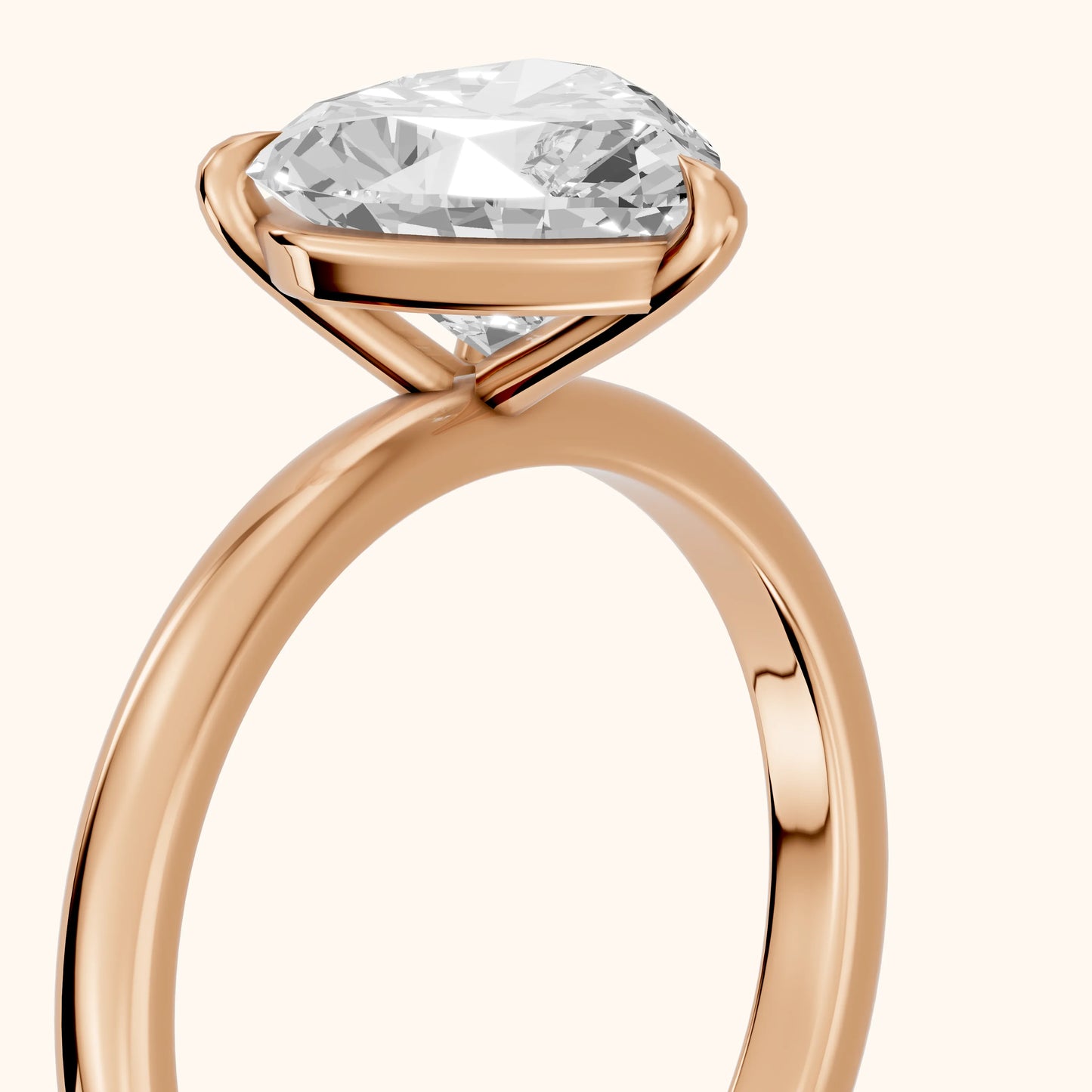 Lyla Petite Solitaire Heart Diamond Engagement Ring in Rose Gold - slant-view.webp