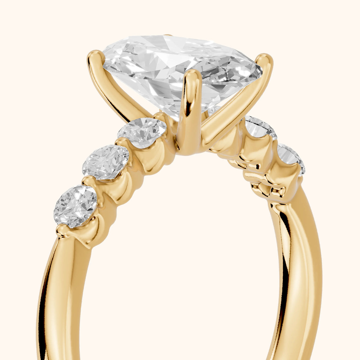 Vienna Floating Five-Stone Oval Diamond Engagement Ring in Yellow Gold - slant-view.webp
