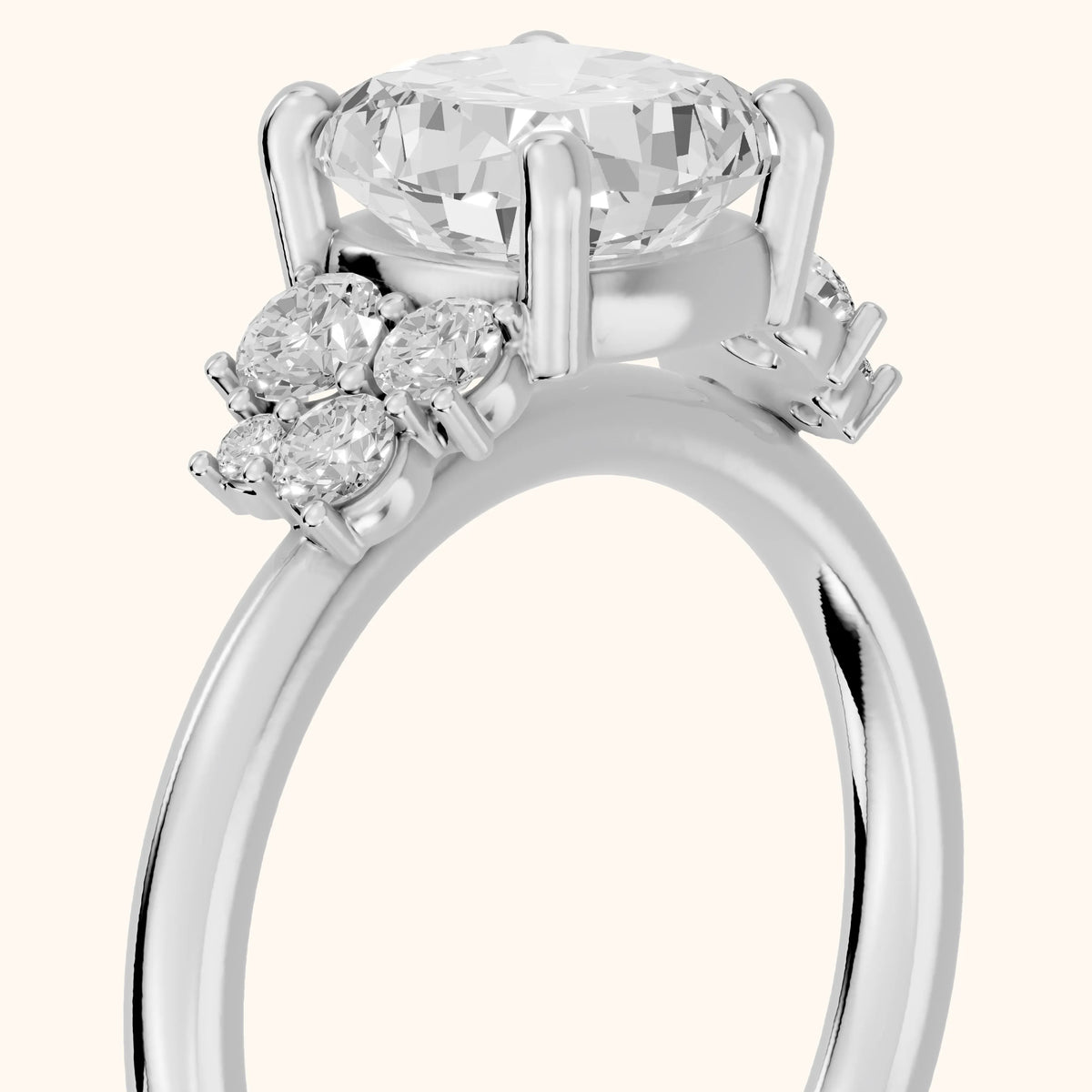 Hannah Cluster Cushion Diamond Engagement Ring in White Gold - slant-view.webp