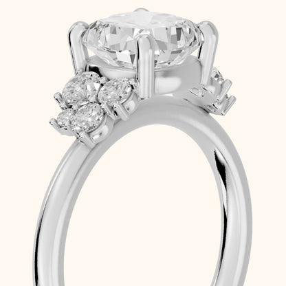 Hannah Cluster Cushion Diamond Engagement Ring in White Gold - slant-view.webp