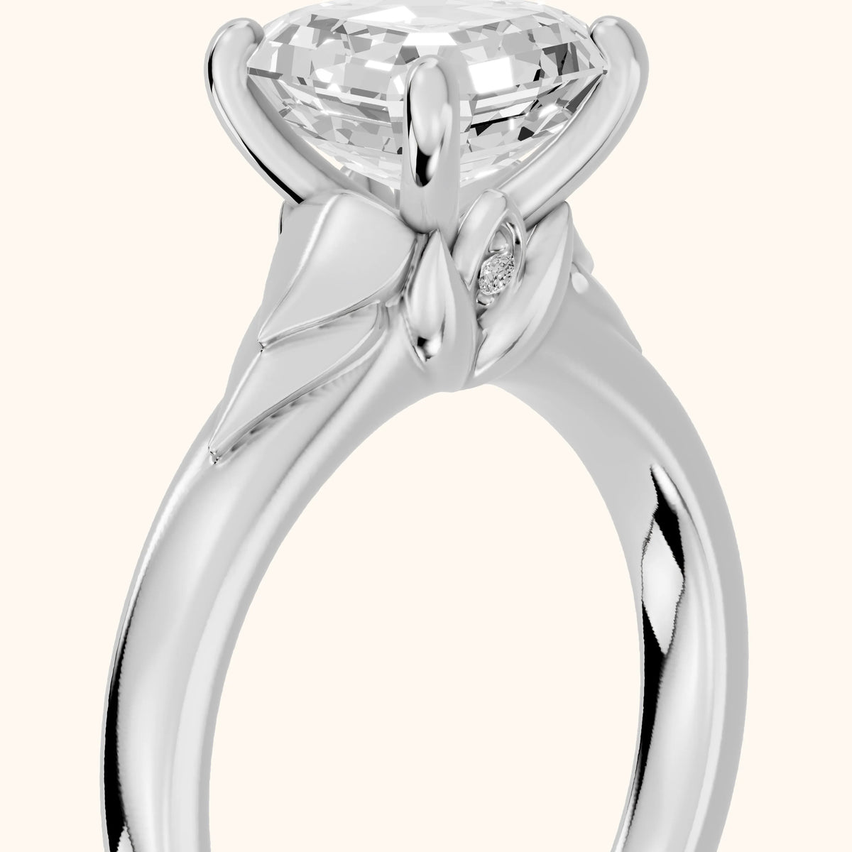 Jana Engraved Asscher Diamond Engagement Ring in Silver - slant-view.webp