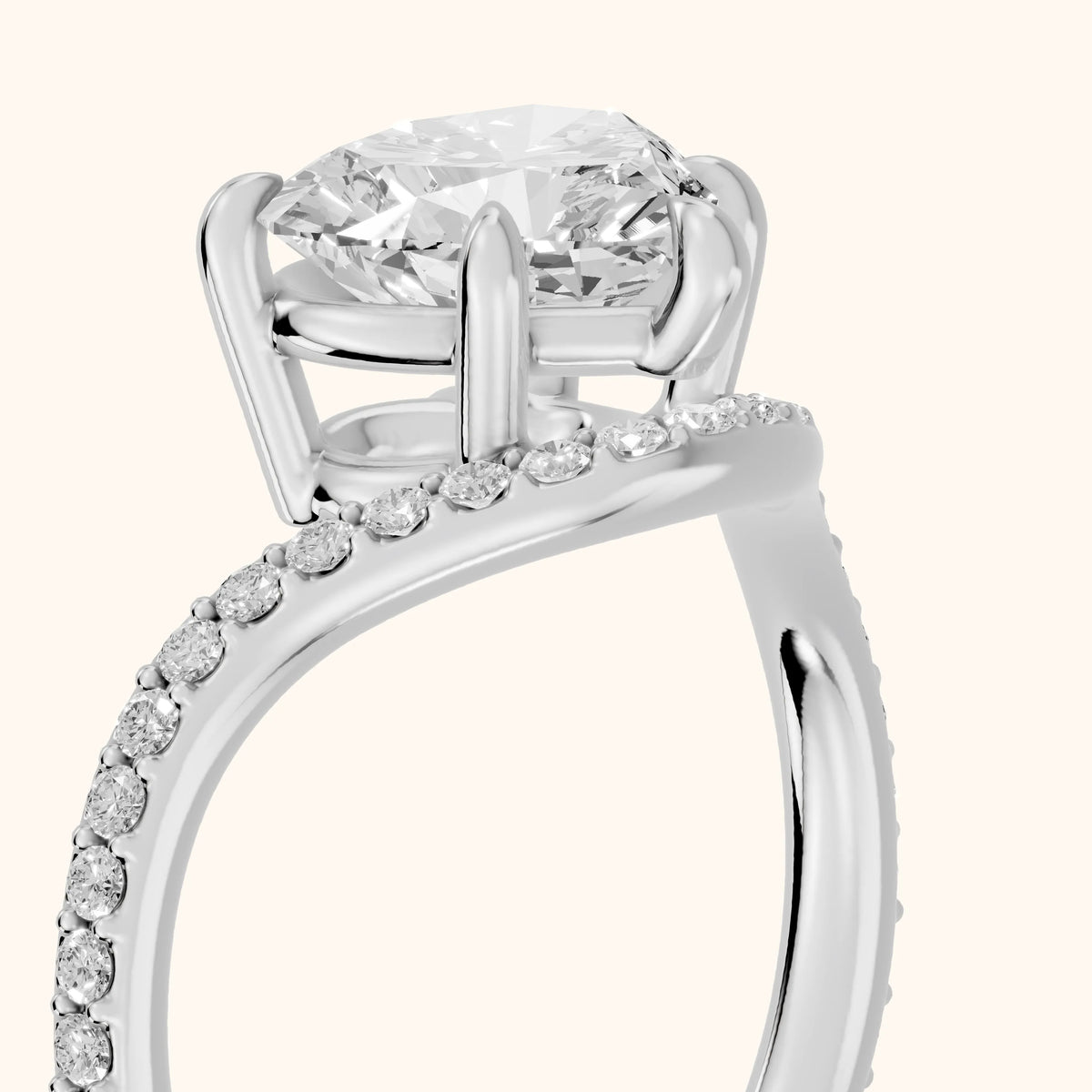 Alison Bypass Pavé Heart Diamond Engagement Ring in White Gold - slant-view.webp