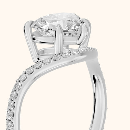 Alison Bypass Pavé Heart Diamond Engagement Ring in White Gold - slant-view.webp