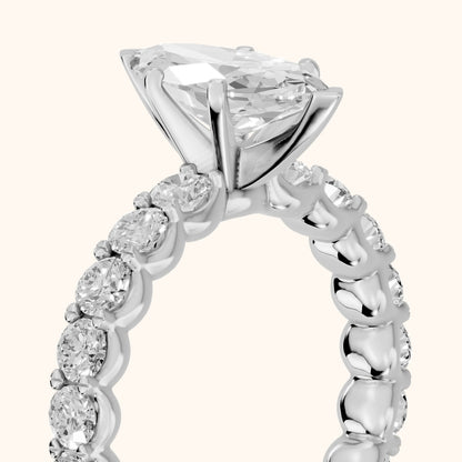 Leta Infinity Pavé Marquise Diamond Engagement Ring in Silver - slant-view.webp