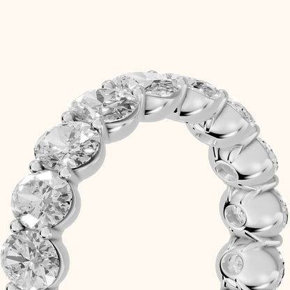 Neha Shared Prong Oval Diamond Eternity Band in Silver - slant-view