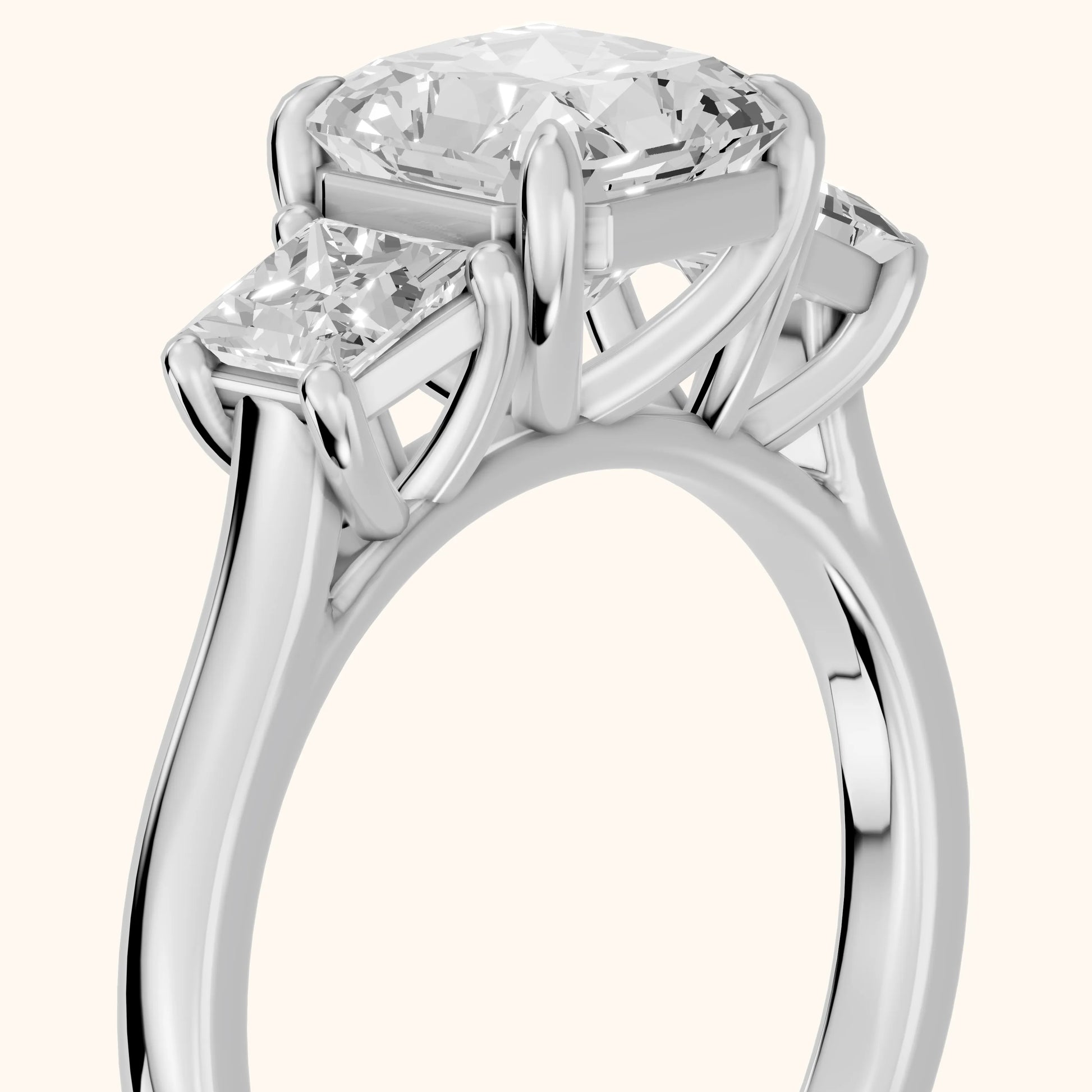 Sienna Three-Stone Radiant Diamond Ring in Silver - slant-view.webp