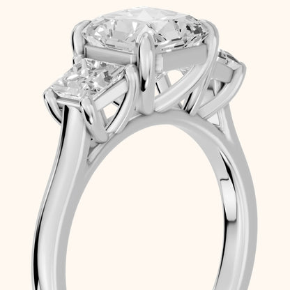 Sienna Three-Stone Radiant Diamond Ring in Silver - slant-view.webp