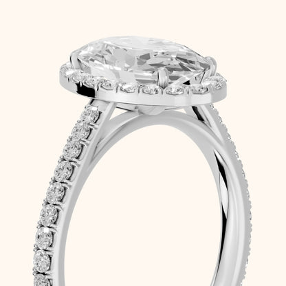 Willa Halo Micropavé Oval Diamond Engagement Ring in Platinum - slant-view.webp