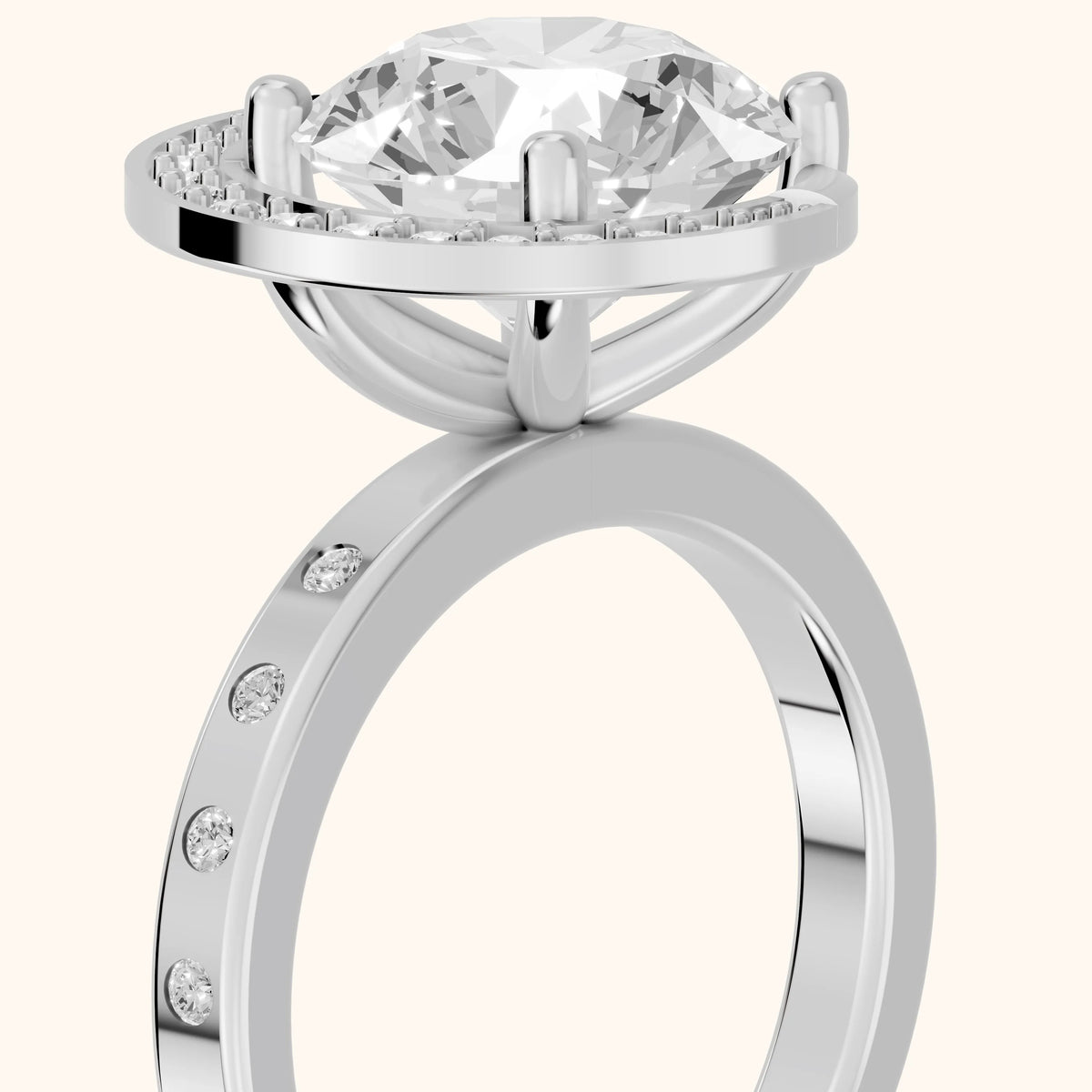 Aurelia Moon Halo Round Diamond Engagement Ring in Platinum - slant-view.webp