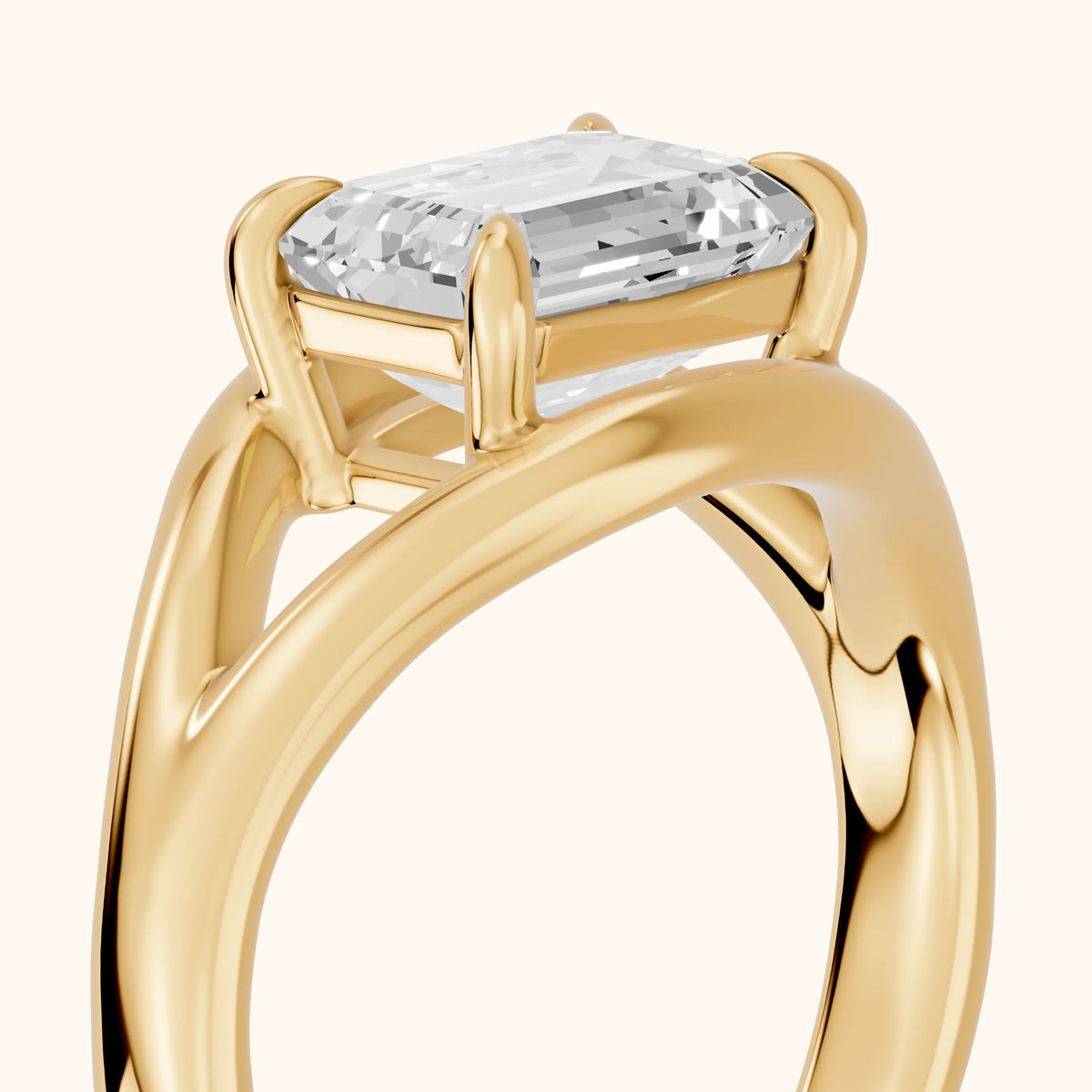 Madeleine Split Shank Emerald Diamond Engagement Ring in Yellow Gold - slant-view.webp