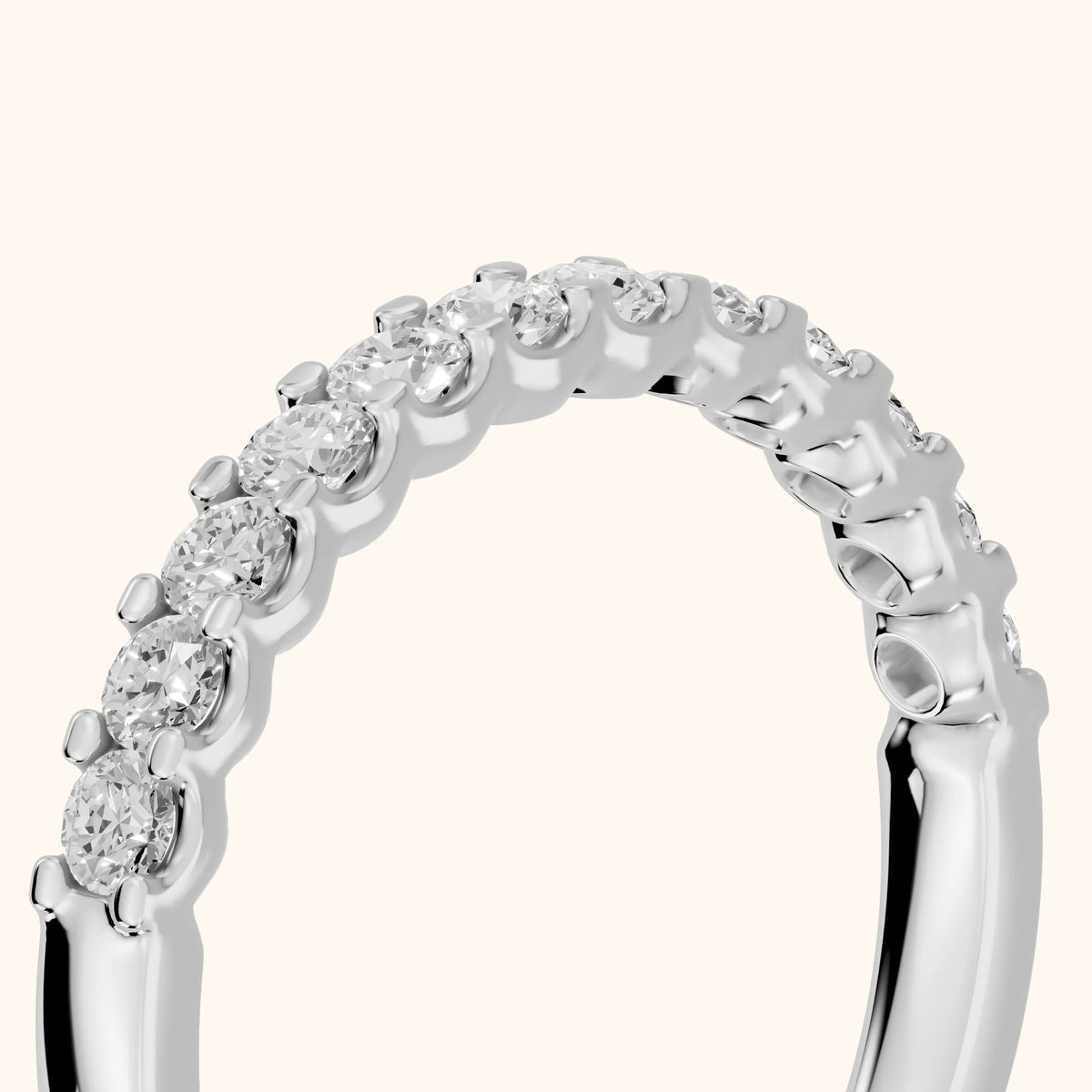 Chantal Shared Prong Round Diamond Half Eternity Band in Silver - slant-view