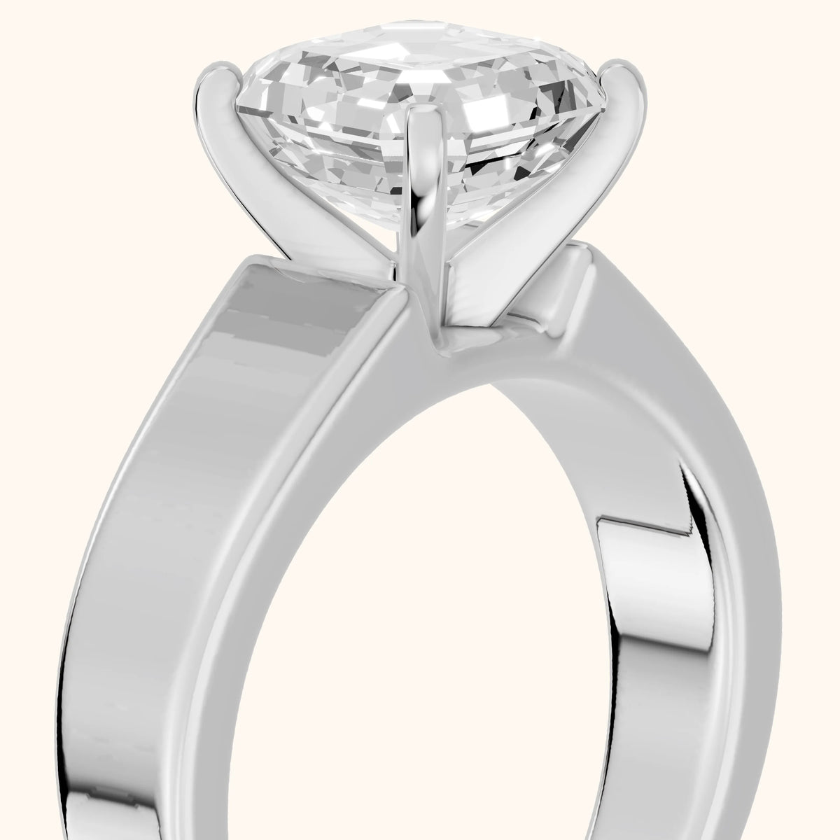 Susannah Wide Band Solitaire Asscher Diamond Engagement Ring in Silver - slant-view.webp