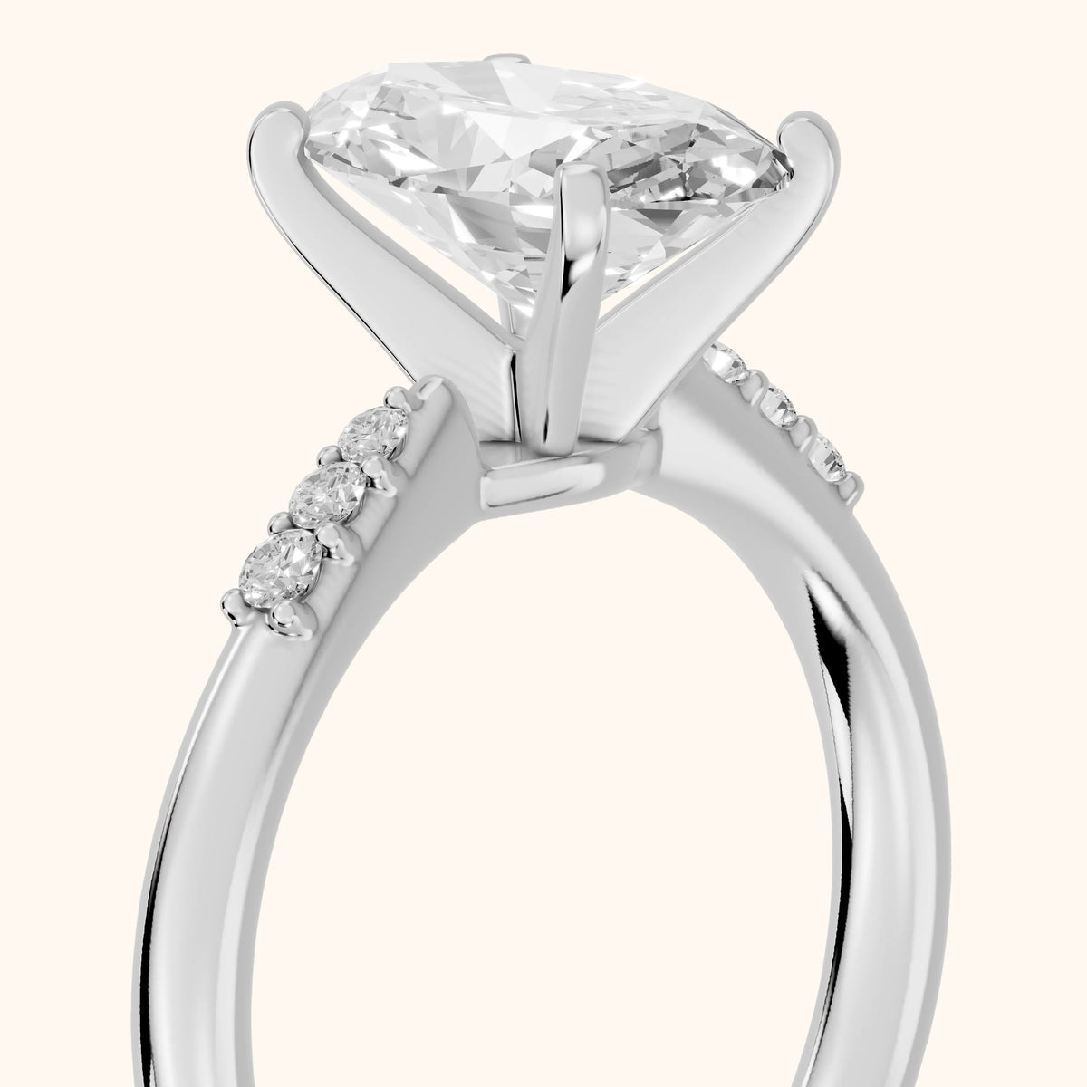 Aveline Flush-Set Oval Diamond Engagement Ring in Silver - slant-view.webp