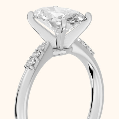 Aveline Flush-Set Oval Diamond Engagement Ring in Silver - slant-view.webp