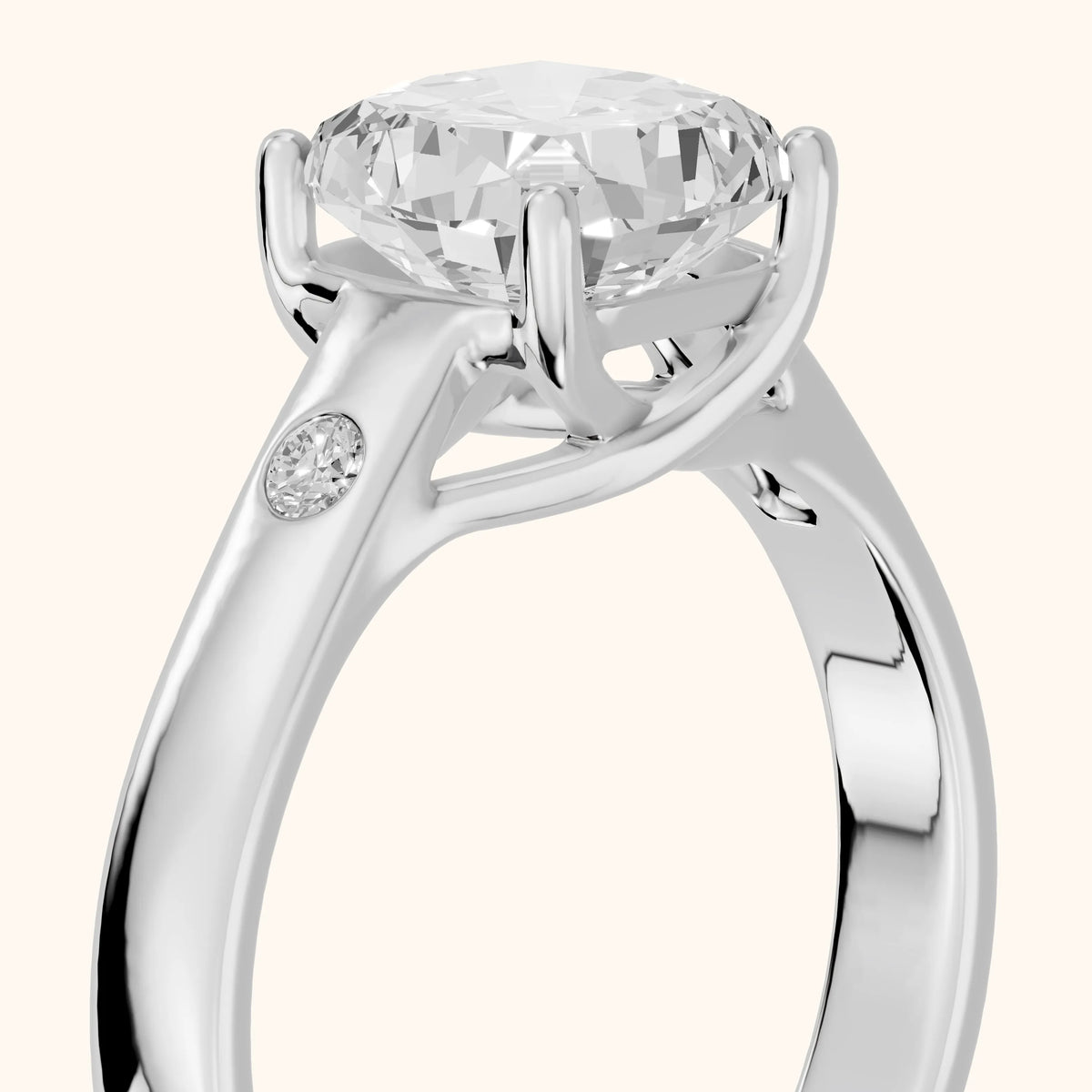 Bonita Wide Band Cathedral Cushion Diamond Engagement Ring in White Gold - slant-view.webp