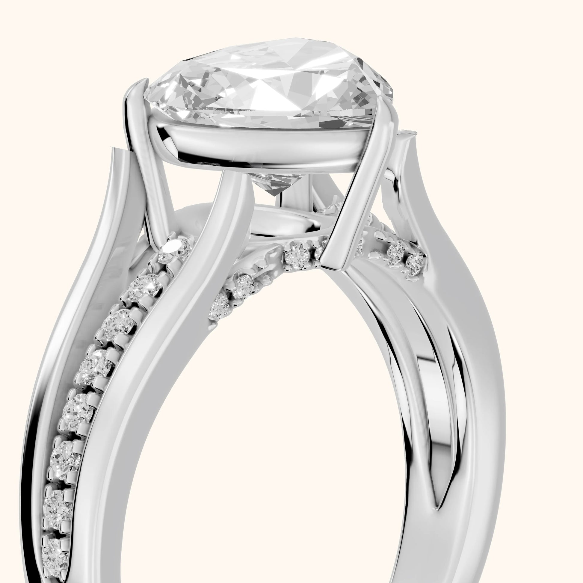 Scarlett Split Shank Pavé Heart Diamond Ring in Platinum - slant-view.webp