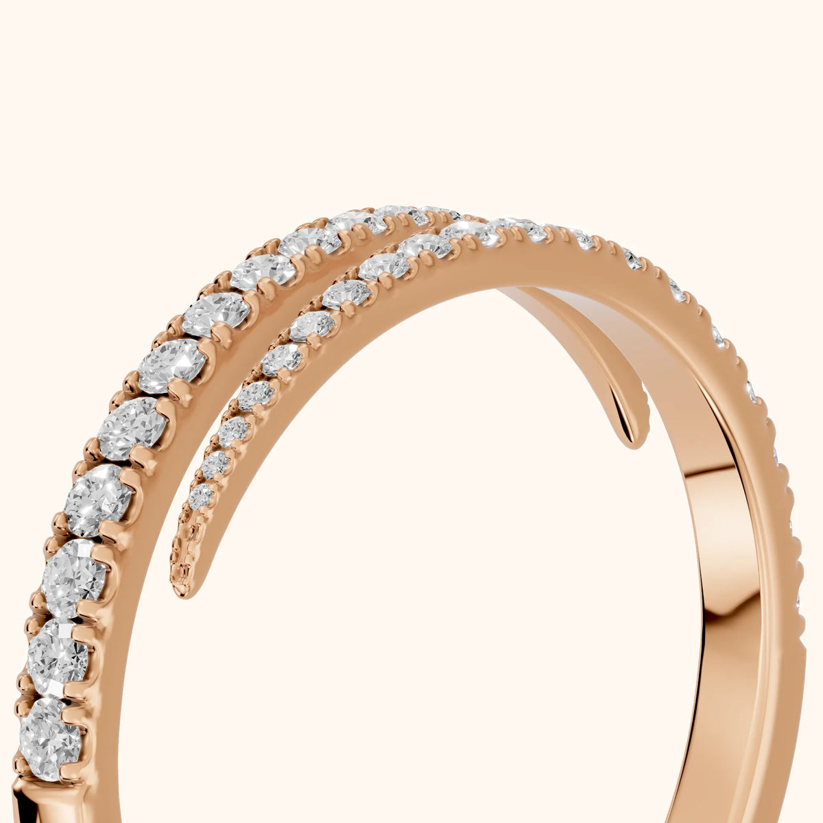 Mina Bypass Round Diamond Wedding Band in Rose Gold - slant-view