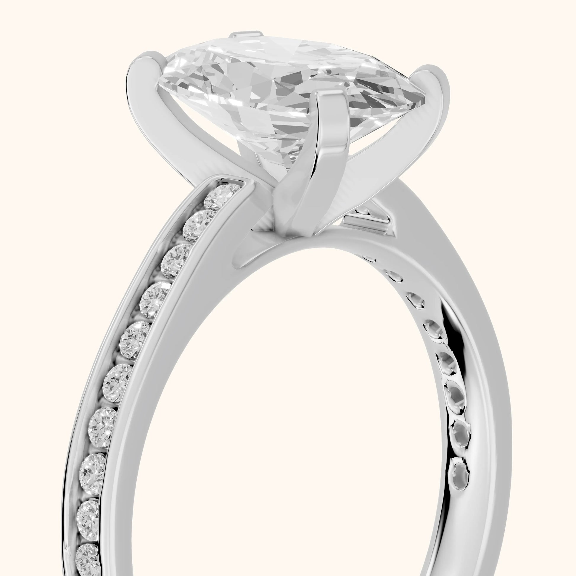 Tessa Solitaire Channel Set Oval Diamond Engagement Ring in Platinum - slant-view.webp