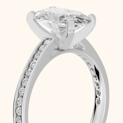 Tessa Solitaire Channel Set Oval Diamond Engagement Ring in Platinum - slant-view.webp