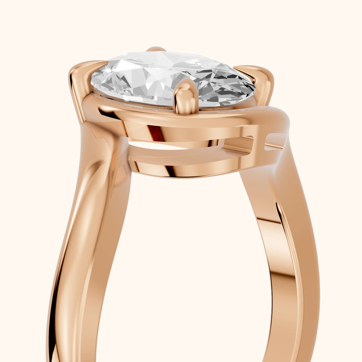 Margaux Bypass Solitaire Oval Diamond Engagement Ring in Rose Gold - slant-view.webp
