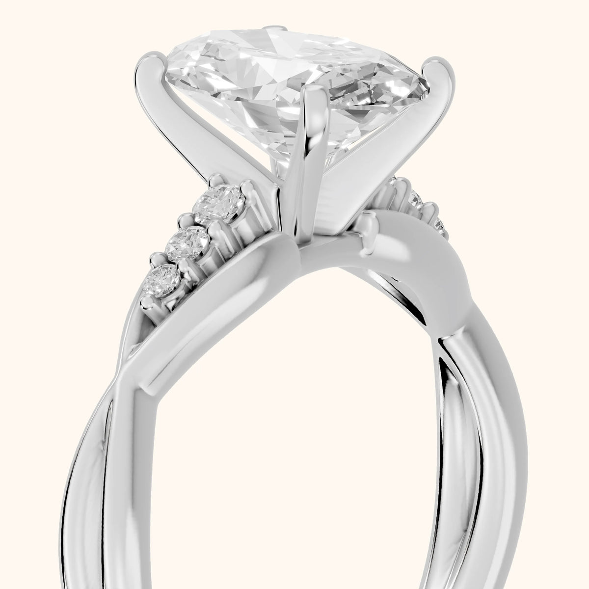 Stefania Twist Oval Diamond Engagement Ring in Platinum - slant-view.webp