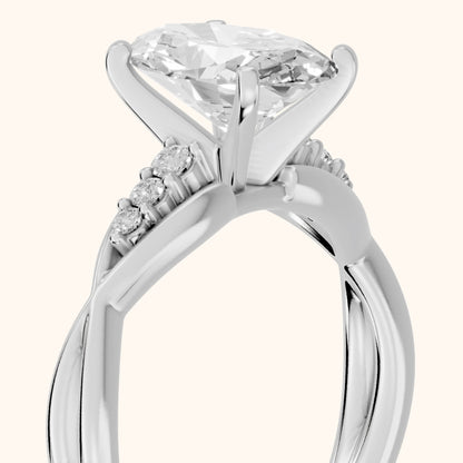 Stefania Twist Oval Diamond Engagement Ring in Platinum - slant-view.webp