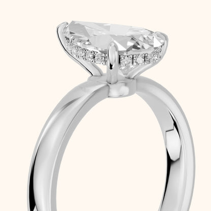 Lara Hidden Halo Pear Diamond Engagement Ring in Silver - slant-view.webp