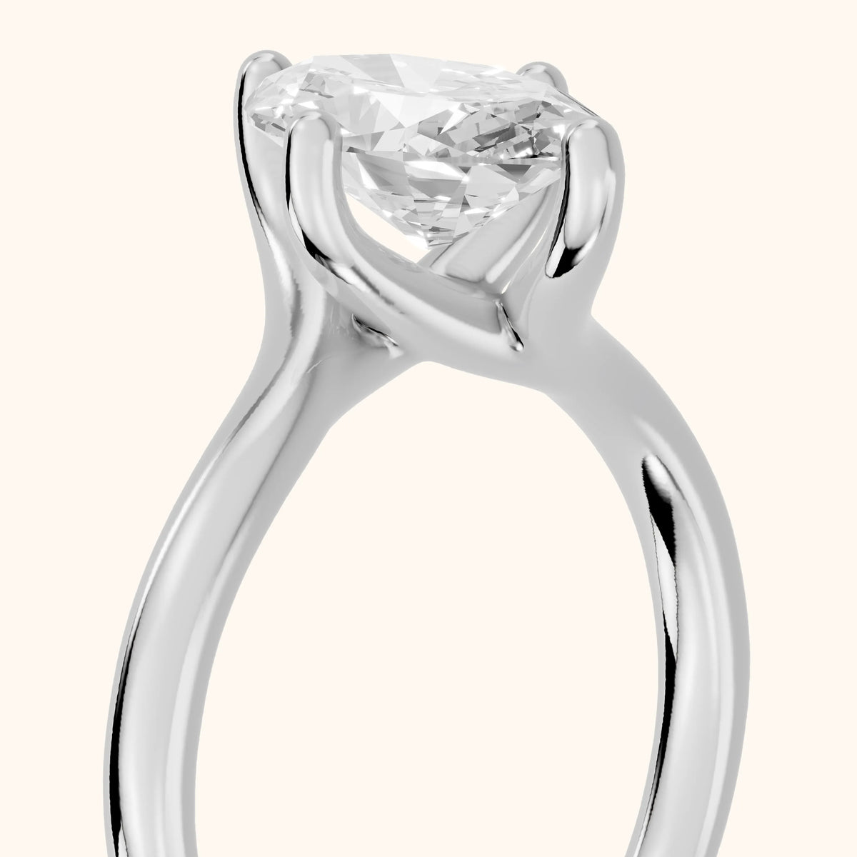 Clio Bypass Solitaire Oval Diamond Engagement Ring in Silver - slant-view.webp