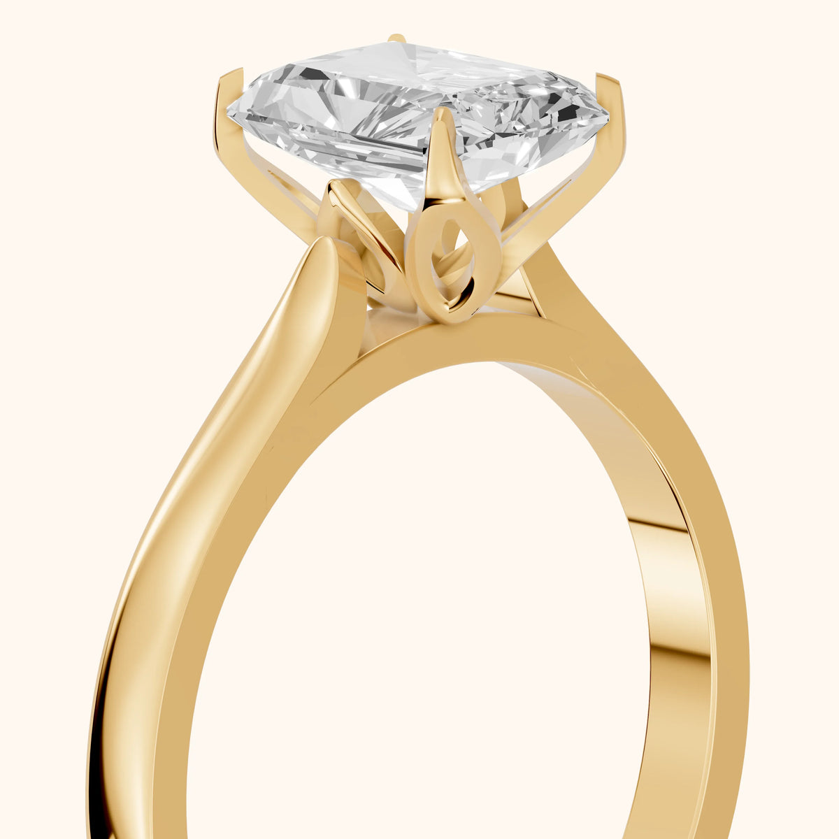Isabella Bloom Solitaire Radiant Diamond Engagement Ring in Yellow Gold - slant-view.webp