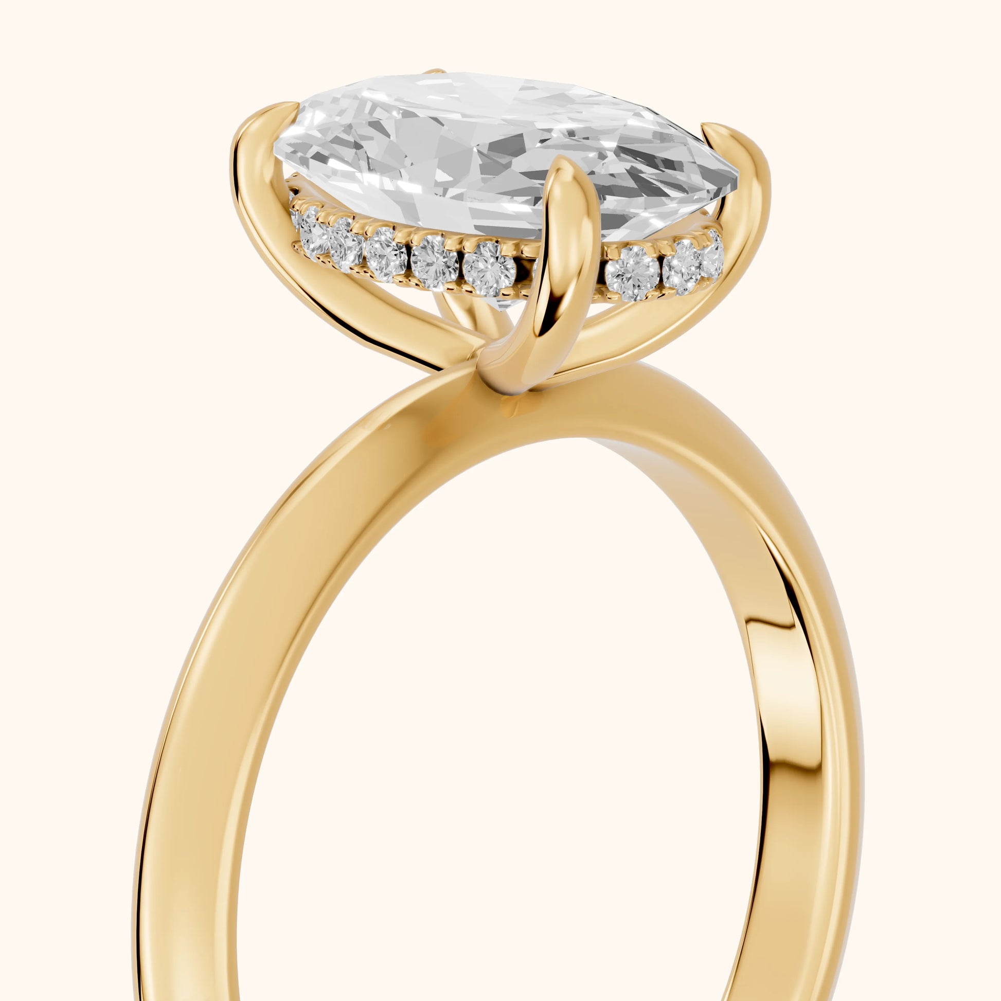 Amaya Hidden Halo Oval Diamond Ring in Yellow Gold - slant-view.webp
