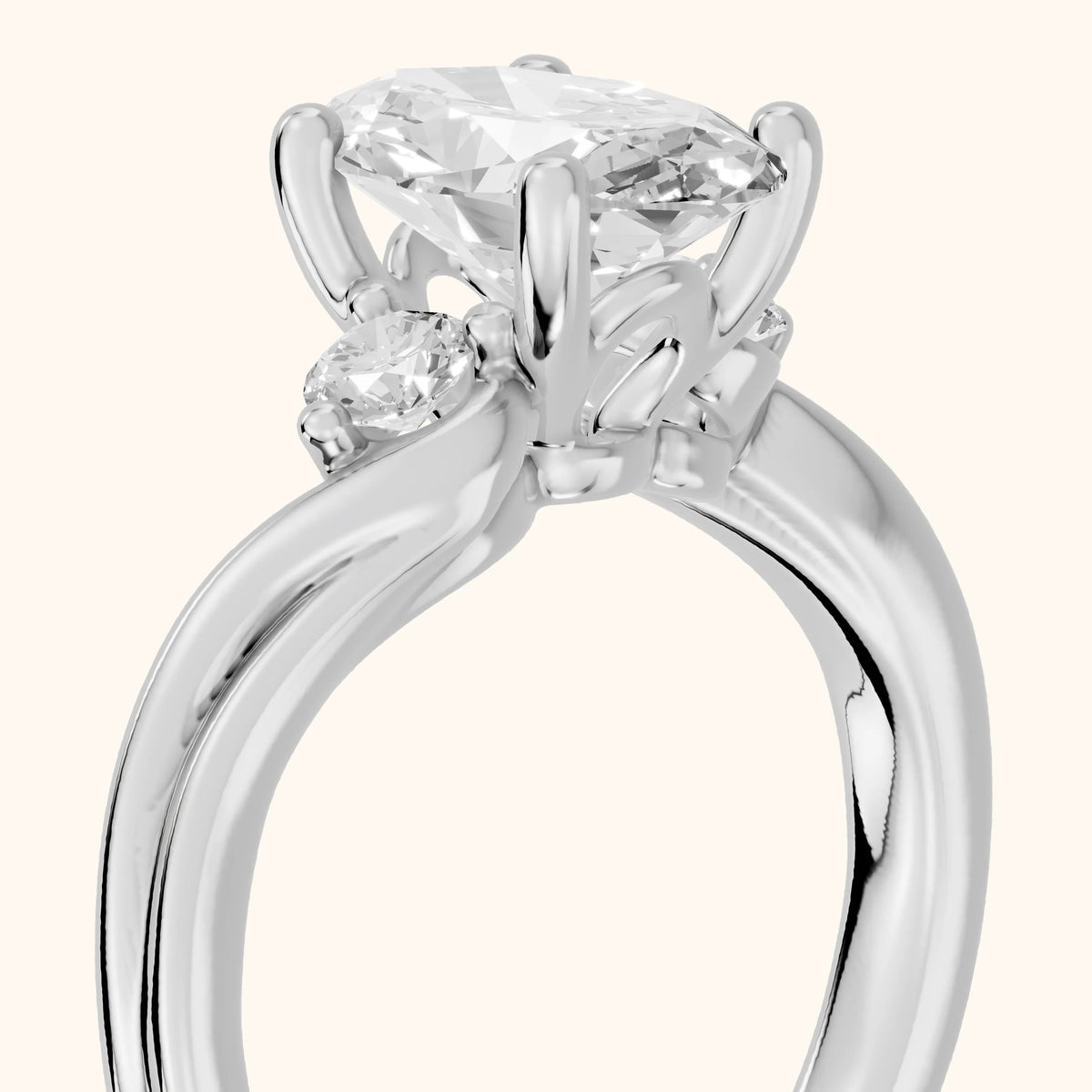 Rena Bypass Three-Stone Oval Diamond Engagement Ring in Platinum - slant-view.webp