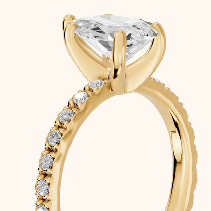 Autumn Statement Pavé Pear Diamond Engagement Ring in Yellow Gold - slant-view.webp