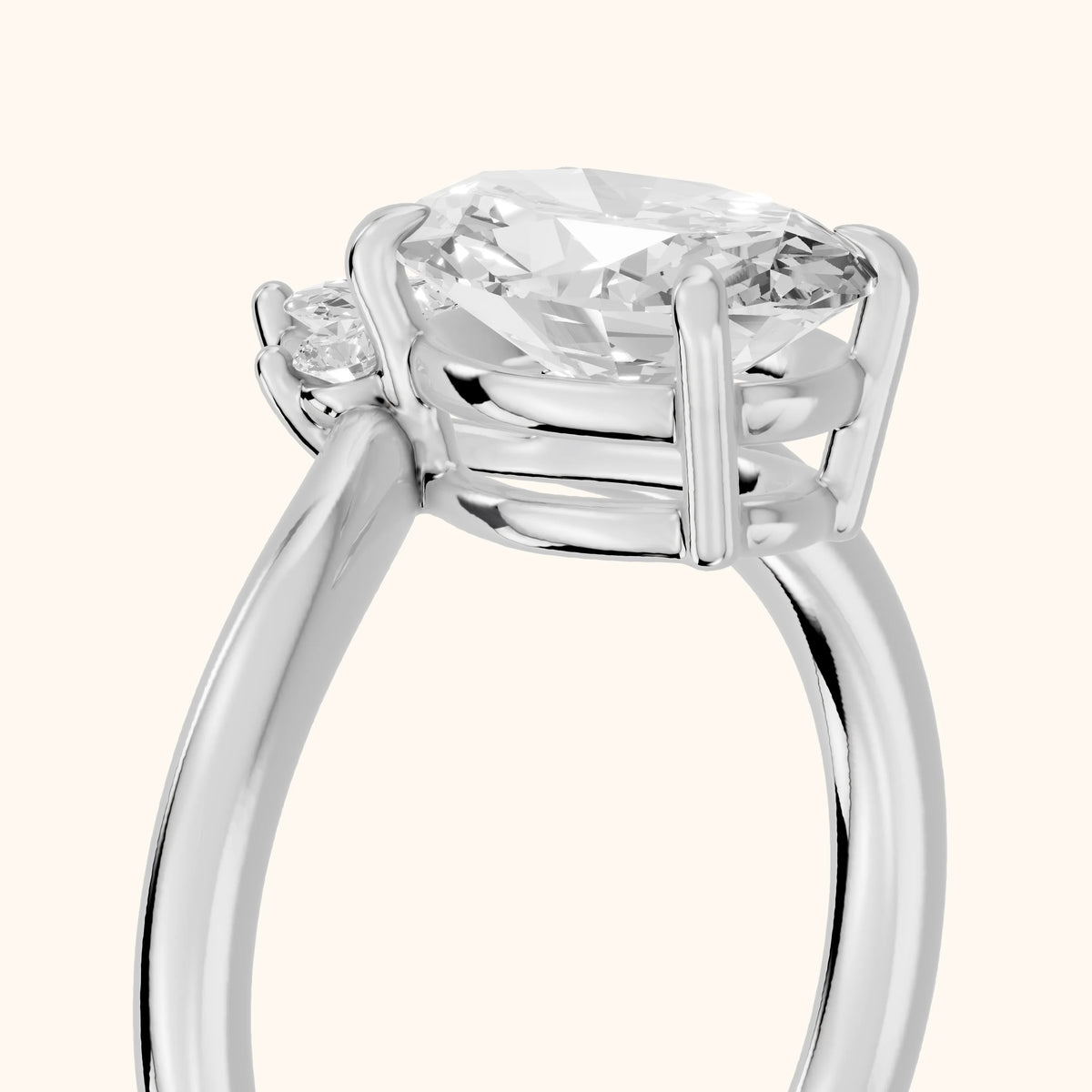 Isadora Bypass Cluster Oval Diamond Engagement Ring in White Gold - slant-view.webp
