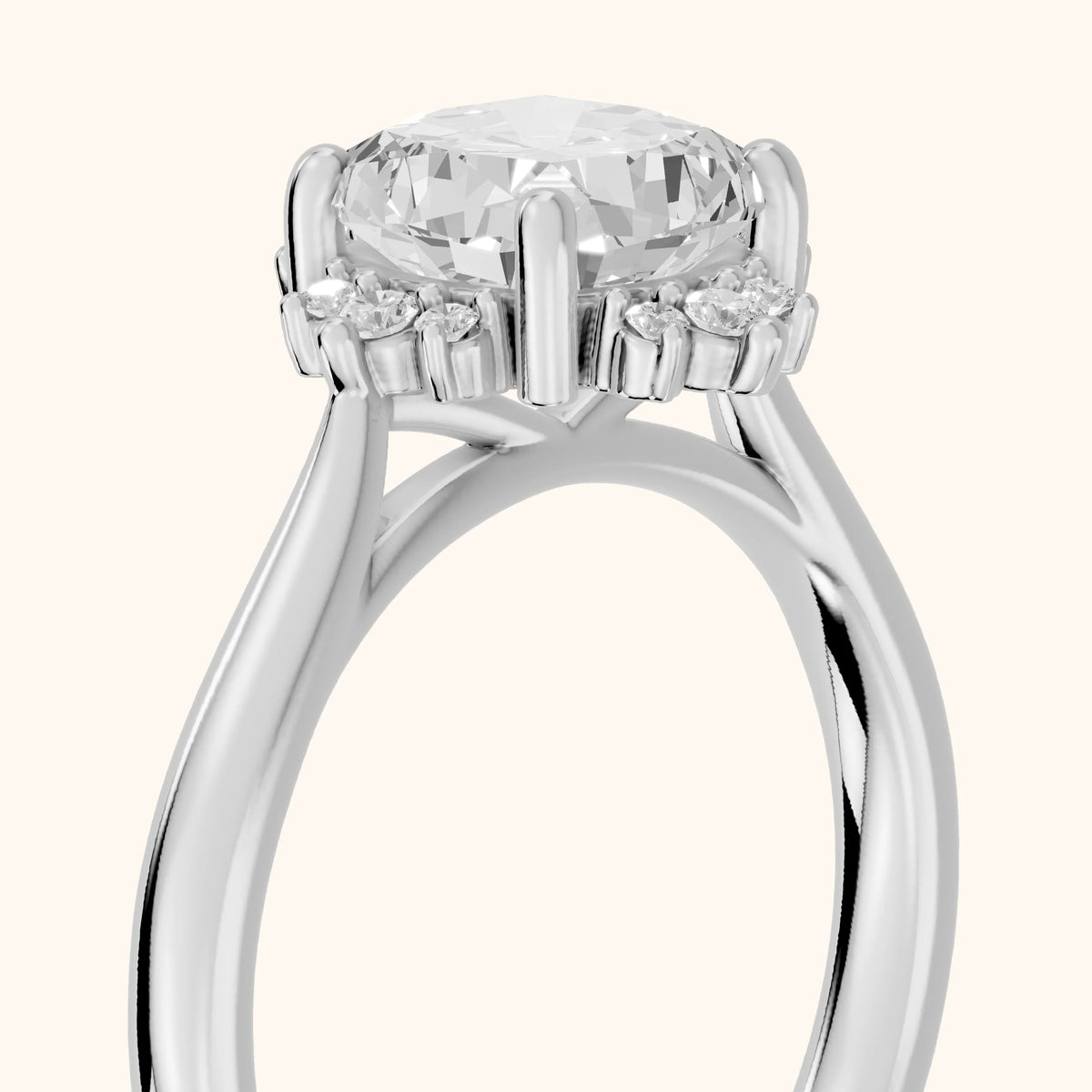 Linden Starburst Cluster Cushion Diamond Engagement Ring in Silver - slant-view.webp