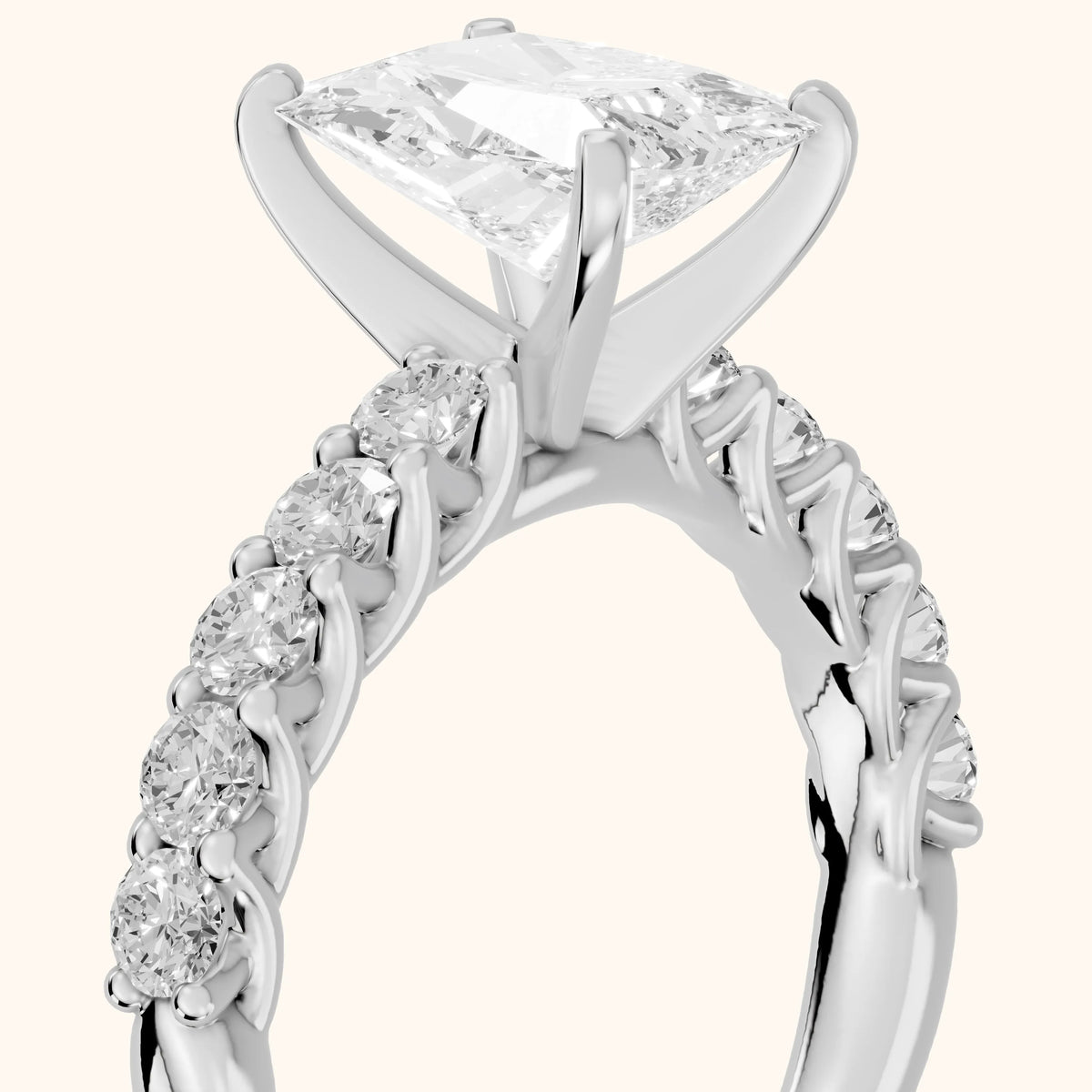 Heloise Statement Pavé Radiant Diamond Engagement Ring in Platinum - slant-view.webp