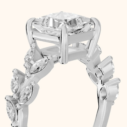 Maureen Leaf Garland Princess Diamond Engagement Ring in Silver - slant-view.webp
