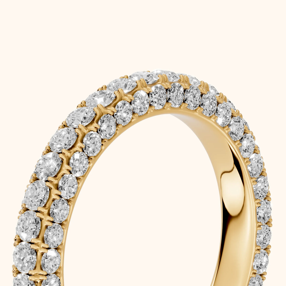 Candela Micropavé Round Diamond Eternity Band in Yellow Gold - slant-view